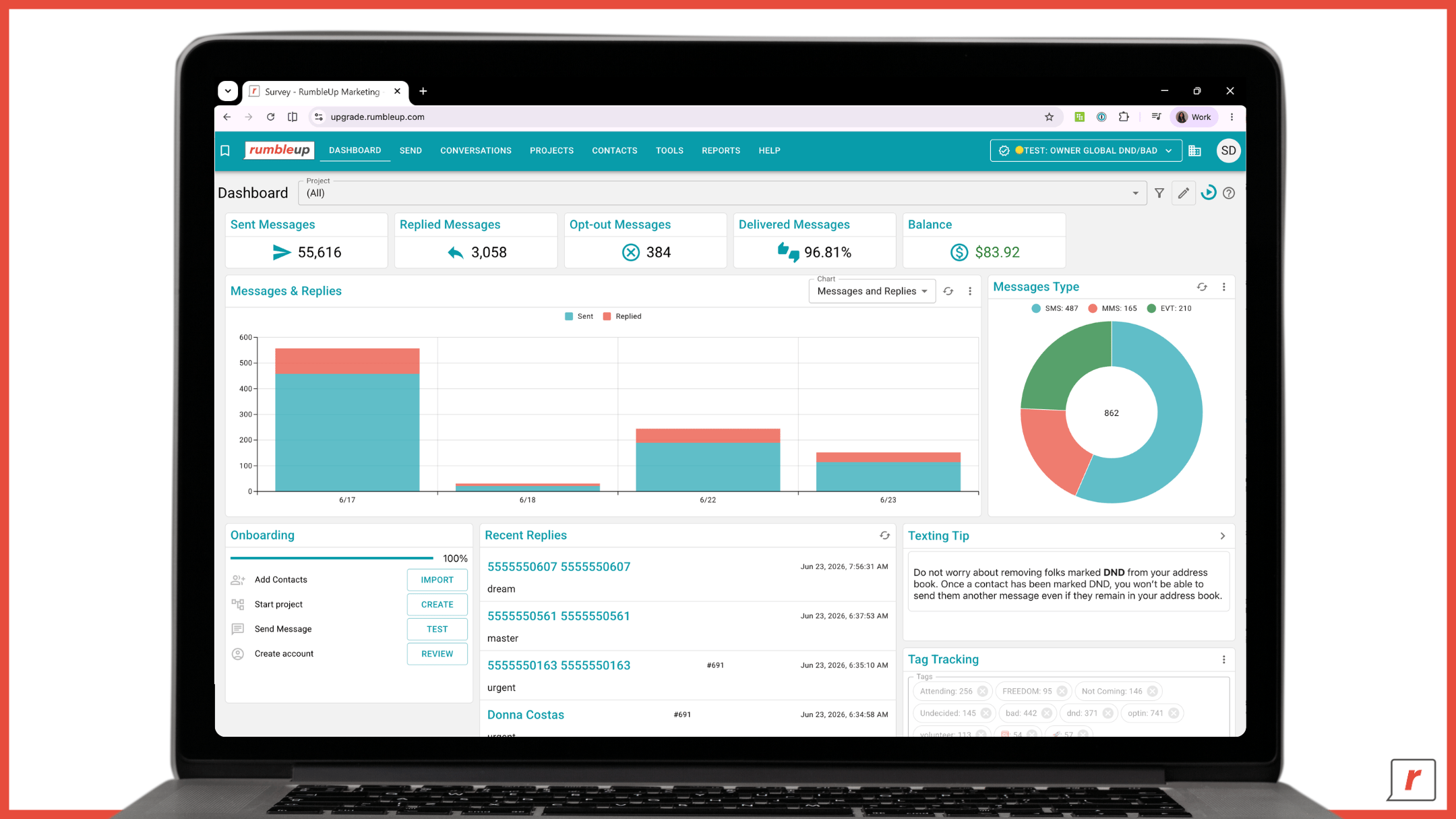 RumbleUp 3.0 - Dashboard - Screenshot