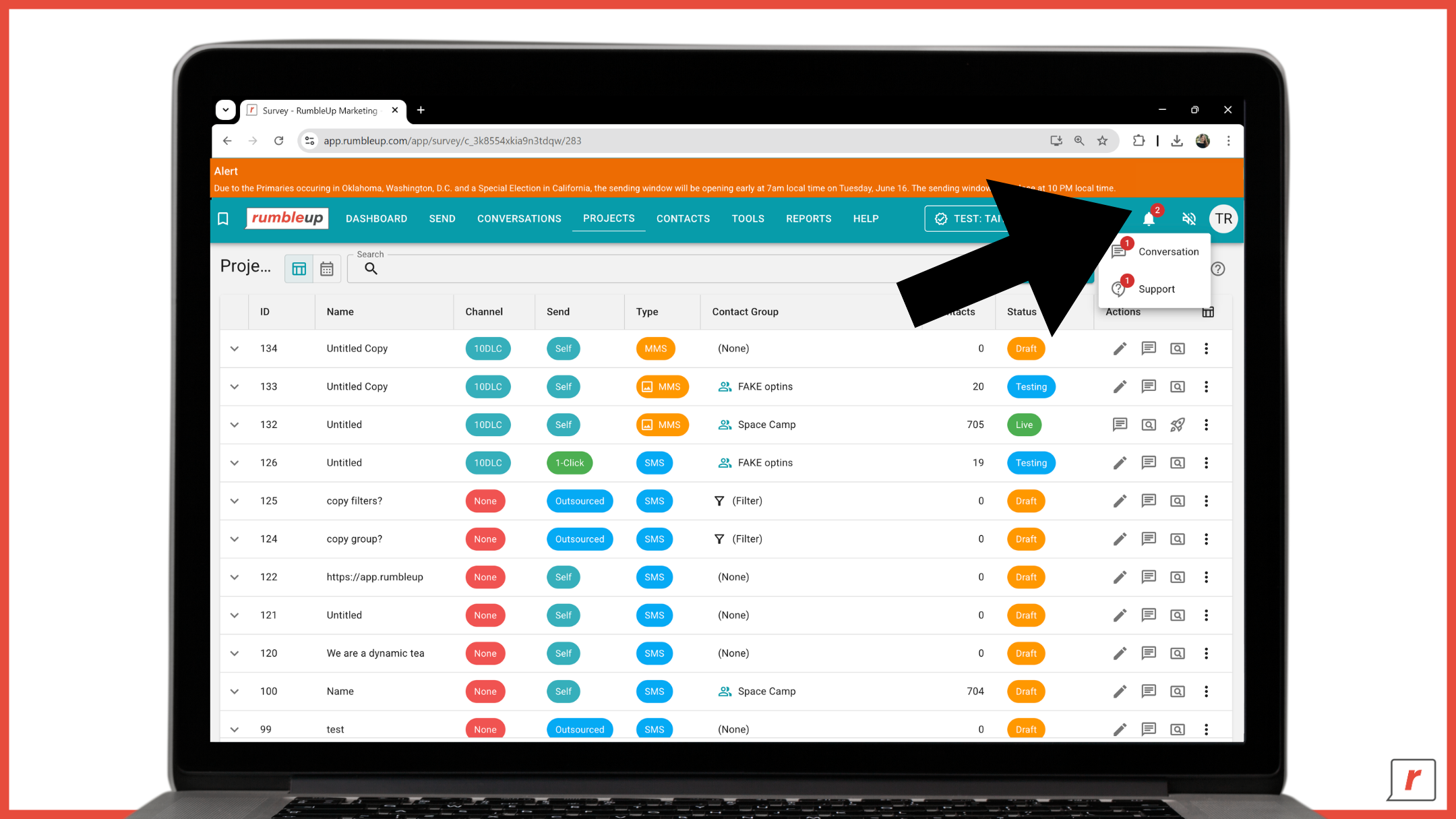RumbleUp 3.0 - Notifications - Screenshot