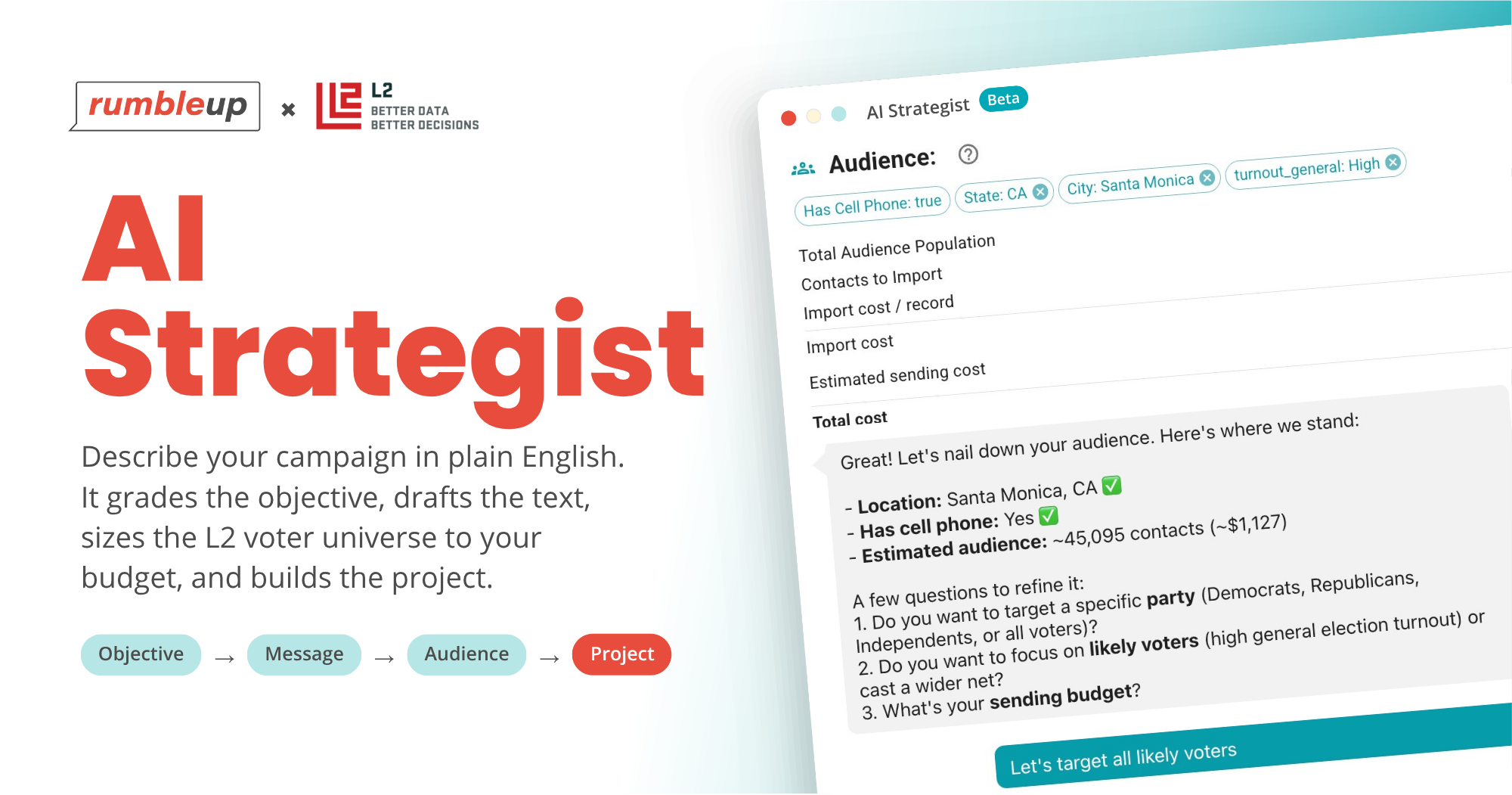 How RumbleUp's AI Strategist Builds a Ready-to-Send Texting Project With L2 Voter Data in One Conversation - Featured Image