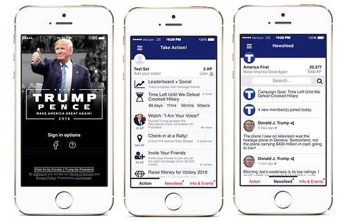 One of the apps we built in 2016, this one for the Trump campaign