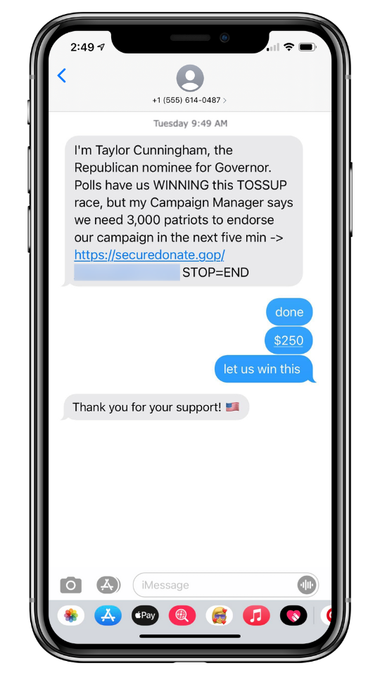 GOTV Texts - Targeted GOTV Fundraising - Gubernatorial Campaign<br />
