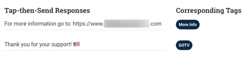 Fundraising Tap-Then-Send Responses and Tags<br />
