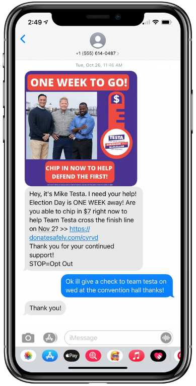 Mike Testa for New Jersey State Senate  - 3 Fundraising Text Message Examples Proven to Work for End Of Quarter Inspiration