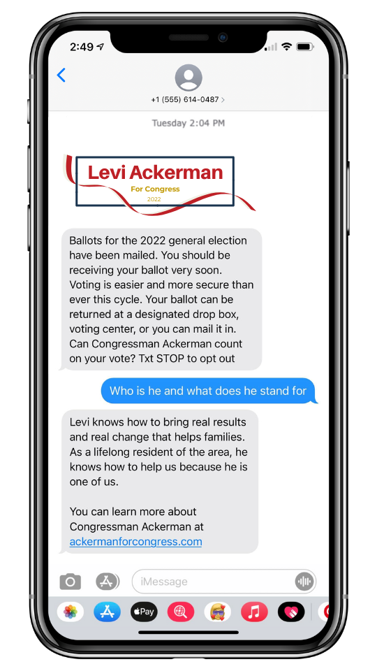 GOTV Texts - Mail-In Ballot Chasing - Congressional Campaign<br />

