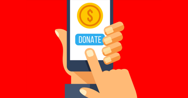 Illustration of a smartphone with a Donate button representing mobile fundraising. 